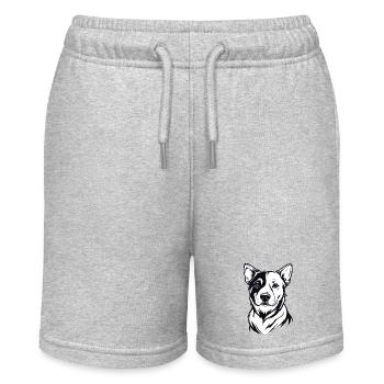 Two-Tone Dog Portrait Blue-Eyes - Stanley/Stella MINI BOLTER Organic Teen Jogging Shorts - heather grey - Front