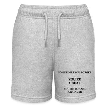 Sometimes You Forget You’re Great Gift Friend - Stanley/Stella Teenager Bio-Joggingshorts MINI BOLTER - Grau meliert - Vorne
