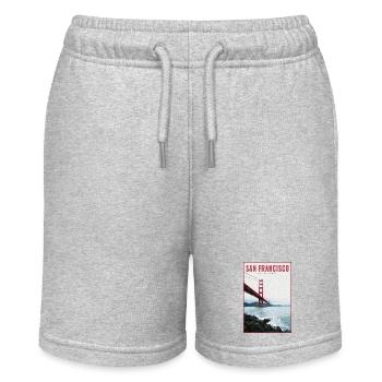 San Francisco Golden Gate Retro Postcard - Stanley/Stella MINI BOLTER Organic Teen Jogging Shorts - heather grey - Front