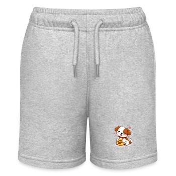 Cuddly puppy and heart paw - Stanley/Stella MINI BOLTER Organic Teen Jogging Shorts - heather grey - Front