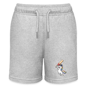 Unicorn Cricket Player Rainbow Fun - Stanley/Stella MINI BOLTER Organic Teen Jogging Shorts - heather grey - Front