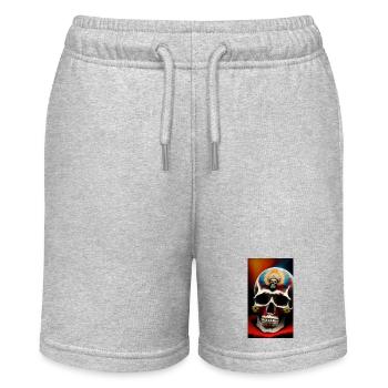 Indianer Schädel - Stanley/Stella Teenager Bio-Joggingshorts MINI BOLTER - Grau meliert - Vorne