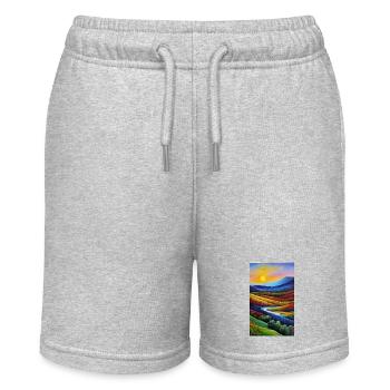 Bunter Impressionismus Aquarell Sonnenuntergang - Stanley/Stella Teenager Bio-Joggingshorts MINI BOLTER - Grau meliert - Vorne