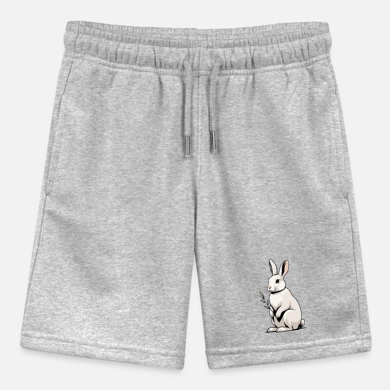 White Rabbit with Leaf Plant Stanley/Stella MINI BOLTER Organic Teen Jogging Shorts