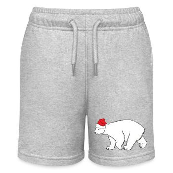 Eisbär mit roter Nikolausmütze Winter Weihnachten  - Stanley/Stella Teenager Bio-Joggingshorts MINI BOLTER - Grau meliert - Vorne