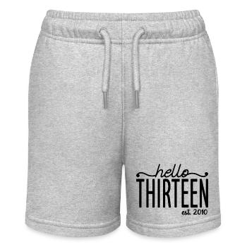 Hello Thirteen Est. 2010 Cute 13th Birthday Gift - Stanley/Stella MINI BOLTER Organic Teen Jogging Shorts - heather grey - Front