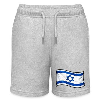 Israeli Flag Print Star of David - Stanley/Stella MINI BOLTER Organic Teen Jogging Shorts - heather grey - Front