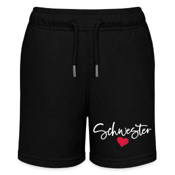 Beste Schwester Herz Schwestern Schwesterherz sis - Stanley/Stella Teenager Bio-Joggingshorts MINI BOLTER - Schwarz - Vorne