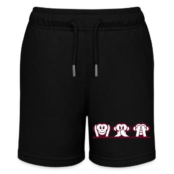 3 Weise Affen Nichts Hören Sagen Sehen Äffchen Fun - Stanley/Stella Teenager Bio-Joggingshorts MINI BOLTER - Schwarz - Vorne