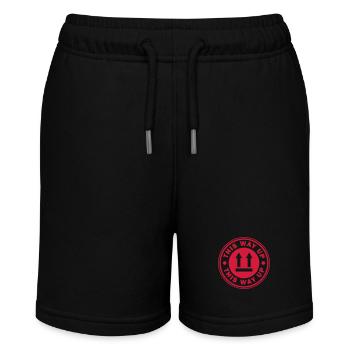 This way up Fragile round circle stamp sticker - Stanley/Stella MINI BOLTER Organic Teen Jogging Shorts - black - Front