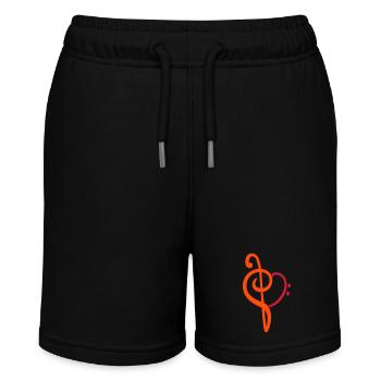 I Love Music Liebe Notenschlüssel Note Bass Herz - Stanley/Stella Teenager Bio-Joggingshorts MINI BOLTER - Schwarz - Vorne