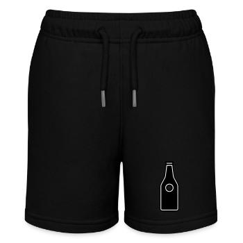 einfaches Piktogramm einer Flasche - Stanley/Stella Teenager Bio-Joggingshorts MINI BOLTER - Schwarz - Vorne