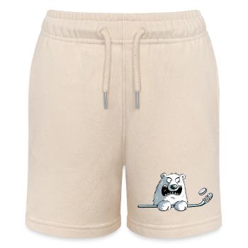 Cool Polar Bear With Hockey Stick I Hockey - Stanley/Stella MINI BOLTER Organic Teen Jogging Shorts - soft Ecru - Front