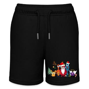 Eine weihnachtliche bunte Monster Familie - Stanley/Stella Teenager Bio-Joggingshorts MINI BOLTER - Schwarz - Vorne