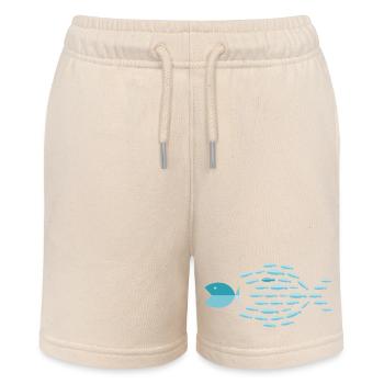 Blue School Silhouette - kleine Fische fressen große Fische - Stanley/Stella Teenager Bio-Joggingshorts MINI BOLTER - Natur - Vorne