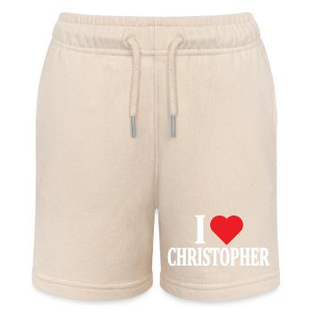 t-shirt I love Christopher t-shirt gift idea - Stanley/Stella MINI BOLTER Organic Teen Jogging Shorts - soft Ecru - Front