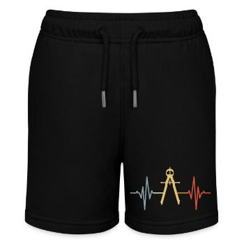 Zirkel EKG Retro Look - Stanley/Stella Teenager Bio-Joggingshorts MINI BOLTER - Schwarz - Vorne