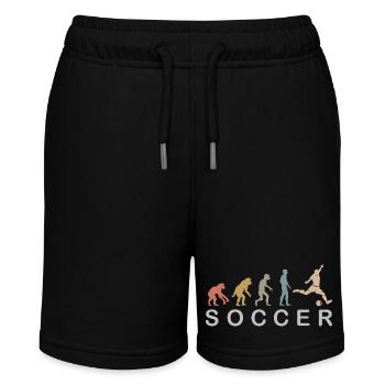 Fußball Evolution retro Farben Fußballer Symbol - Stanley/Stella Teenager Bio-Joggingshorts MINI BOLTER - Schwarz - Vorne