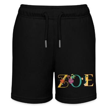 Art du prénom ZOE avec fleurs brodées - Short bio MINI BOLTER Stanley/Stella Ado - noir - Devant