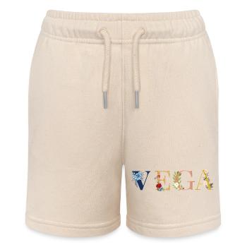 VIGA Name Art With Flowers Embroidered - Stanley/Stella MINI BOLTER Organic Teen Jogging Shorts - soft Ecru - Front