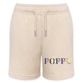 Poppy Name Art With Flowers Embroidered - Stanley/Stella MINI BOLTER Organic Teen Jogging Shorts - soft Ecru - Front
