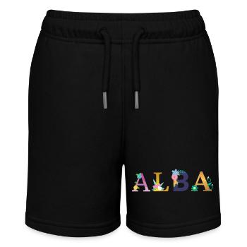 ALBA name decorated with flowers - Stanley/Stella MINI BOLTER Organic Teen Jogging Shorts - black - Front