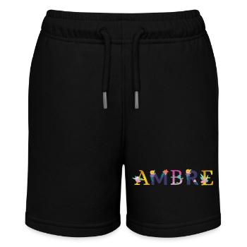 AMBRE Name Adorned with Flowers - Stanley/Stella MINI BOLTER Organic Teen Jogging Shorts - black - Front