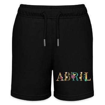 ABRIL Name Decorated with Flowers - Stanley/Stella MINI BOLTER Organic Teen Jogging Shorts - black - Front