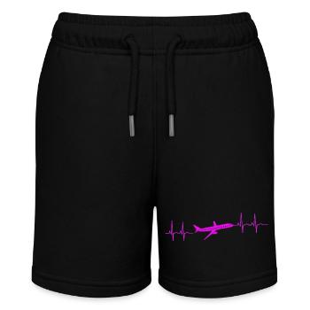 Herzschlag Kardiogramm Ferien Flugzeug  - Stanley/Stella Teenager Bio-Joggingshorts MINI BOLTER - Schwarz - Vorne