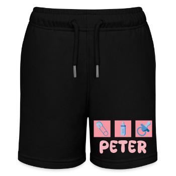 Geschenk für Peter - Stanley/Stella Teenager Bio-Joggingshorts MINI BOLTER - Schwarz - Vorne