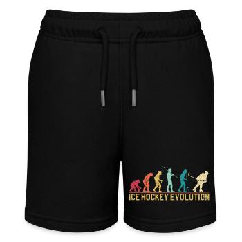 Hockey Evolution Silhouette Design - Stanley/Stella Teenager Bio-Joggingshorts MINI BOLTER - Schwarz - Vorne