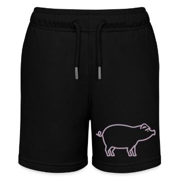 Cute Pig Silhouette Minimalist Farm - Stanley/Stella MINI BOLTER Organic Teen Jogging Shorts - black - Front