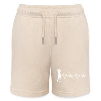 Golf Golfer Golfschlag EKG Herzschlag Herzfrequenz - Stanley/Stella Teenager Bio-Joggingshorts MINI BOLTER - Natur - Vorne