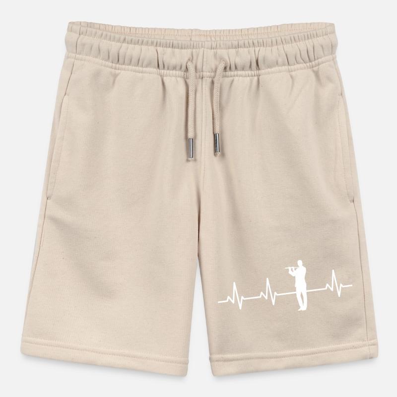 Flute player pulse line ECG Stanley/Stella MINI BOLTER Organic Teen Jogging Shorts