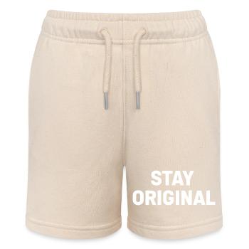 Stay Original Schriftzug – Kontrast-Print - Stanley/Stella Teenager Bio-Joggingshorts MINI BOLTER - Natur - Vorne