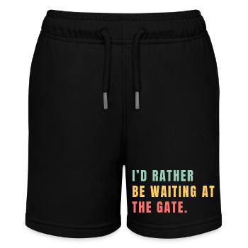 Ich warte lieber am Tor - Stanley/Stella Teenager Bio-Joggingshorts MINI BOLTER - Schwarz - Vorne