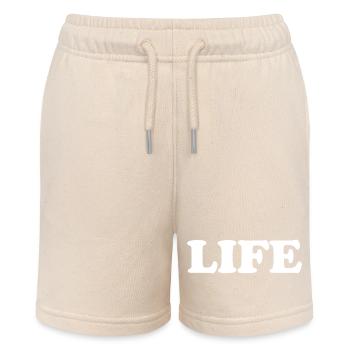 That says Life The Word Life - Stanley/Stella Teenager Bio-Joggingshorts MINI BOLTER - Natur - Vorne