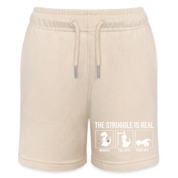 The Struggle Is Real Dino Gym Shirt - Stanley/Stella MINI BOLTER Organic Teen Jogging Shorts - soft Ecru - Front