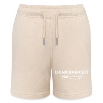 DANKBARKEIT – Reichtum des Herzens - Stanley/Stella Teenager Bio-Joggingshorts MINI BOLTER - Natur - Vorne