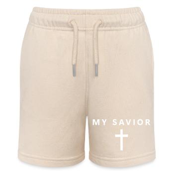 Mein Erlöser Minimalistischer Glaube Jesus Cooler  - Stanley/Stella Teenager Bio-Joggingshorts MINI BOLTER - Natur - Vorne