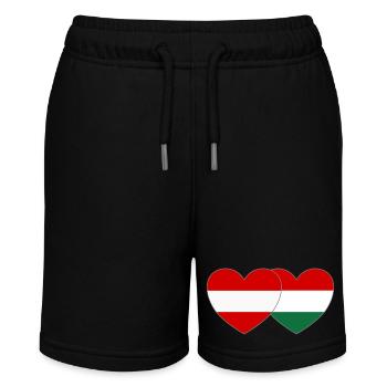 Österreich Ungarn Flagge Herz - Stanley/Stella Teenager Bio-Joggingshorts MINI BOLTER - Schwarz - Vorne