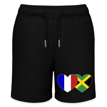 Frankreich Jamaika Flagge Herz - Stanley/Stella Teenager Bio-Joggingshorts MINI BOLTER - Schwarz - Vorne