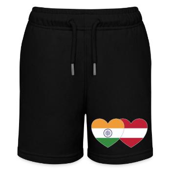 Indien Österreich Flagge Herz - Stanley/Stella Teenager Bio-Joggingshorts MINI BOLTER - Schwarz - Vorne