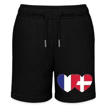 France Denmark Flag Heart - Stanley/Stella MINI BOLTER Organic Teen Jogging Shorts - black - Front