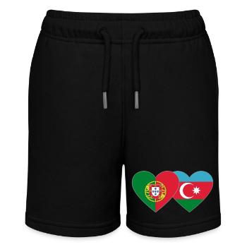 Portugal Azerbaijan Flag Heart - Stanley/Stella MINI BOLTER Organic Teen Jogging Shorts - black - Front
