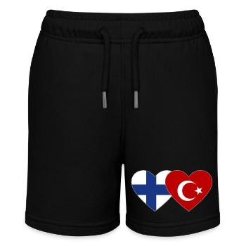 Finnland Türkei Flagge Herz - Stanley/Stella Teenager Bio-Joggingshorts MINI BOLTER - Schwarz - Vorne