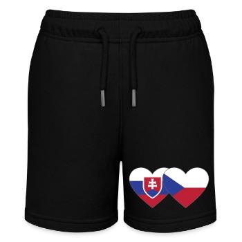 Slowakei Tschechien Flagge Herz - Stanley/Stella Teenager Bio-Joggingshorts MINI BOLTER - Schwarz - Vorne