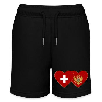 Schweiz Montenegro Flagge - Stanley/Stella Teenager Bio-Joggingshorts MINI BOLTER - Schwarz - Vorne
