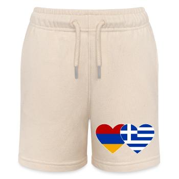Armenia Greece Flag Heart - Stanley/Stella MINI BOLTER Organic Teen Jogging Shorts - soft Ecru - Front