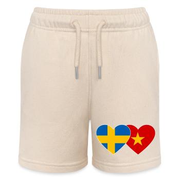 Sweden Vietnam Flag Heart - Stanley/Stella MINI BOLTER Organic Teen Jogging Shorts - soft Ecru - Front
